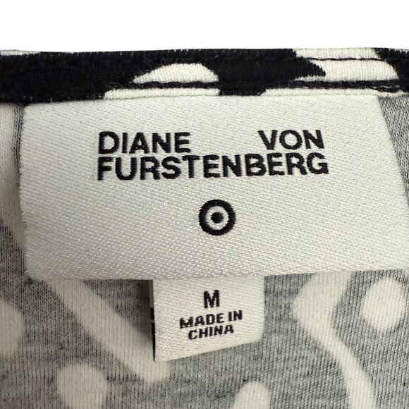 Diane Von Furstenberg DVF Target Sea Spots Midi Wrap Dress Medium Black White - Picture 6 of 10